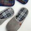 Капці домашні чоловічі вельвет/клітина сині