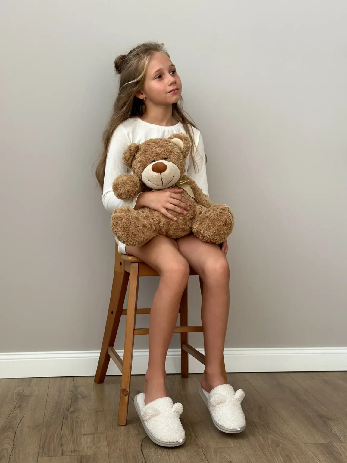 Капці домашні дитячі HS хутрянi TEDDY white