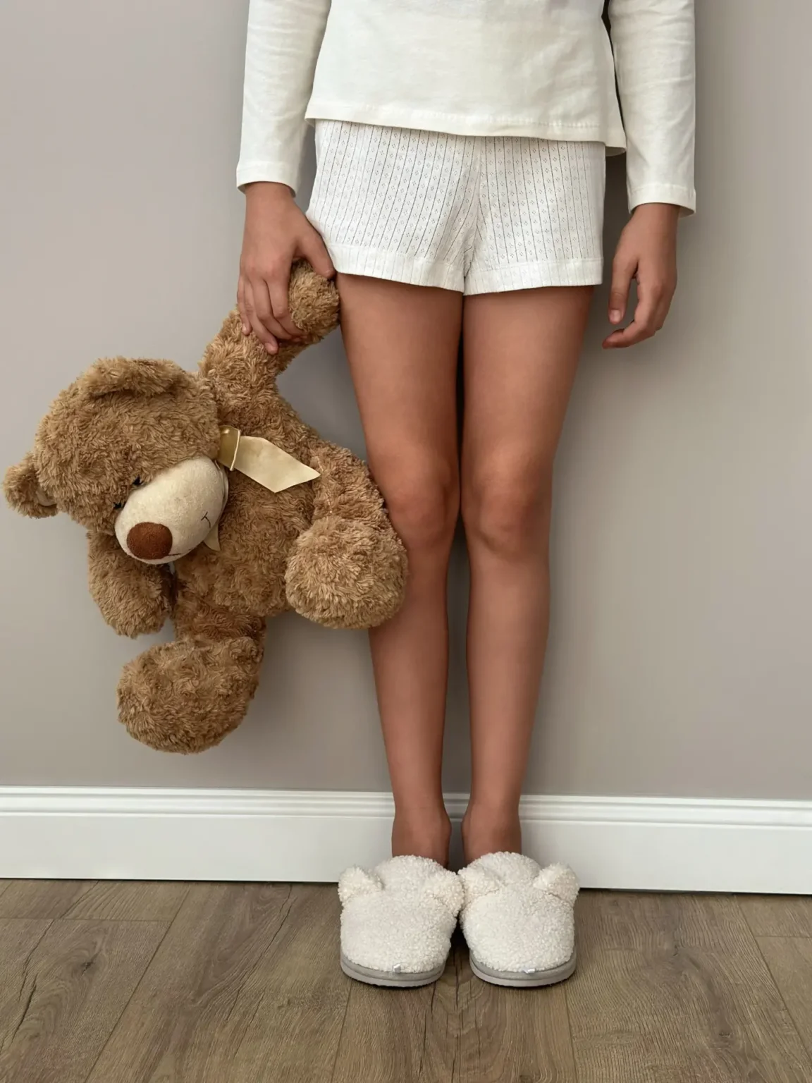 Капці домашні дитячі HS хутрянi TEDDY white