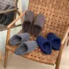 Капці домашні напівчешки чоловічі фліс/хмаринки (синій)