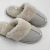 Капці домашні жіночі HS-LUX замшевi з хутряним виворотом cвiтло сiрi