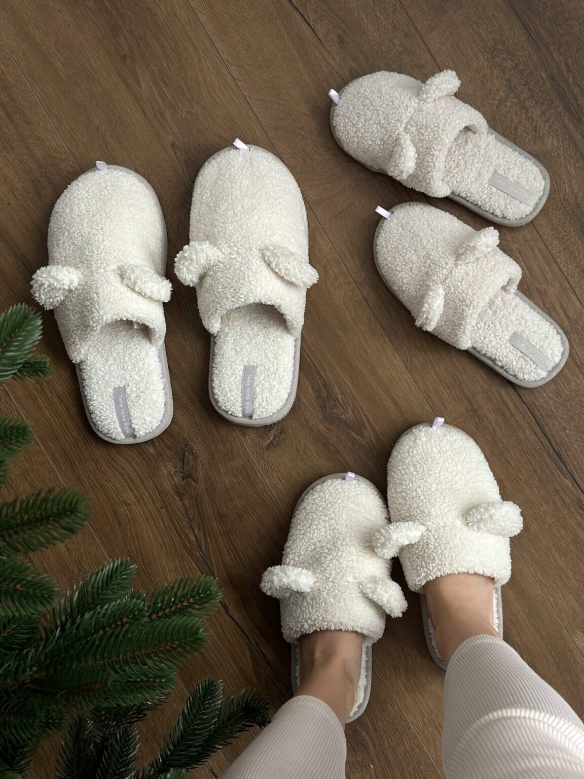 Капці домашні жіночі HS хутрянi TEDDY white