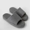 Капці домашні жіночі HS махрові на платформі сірі