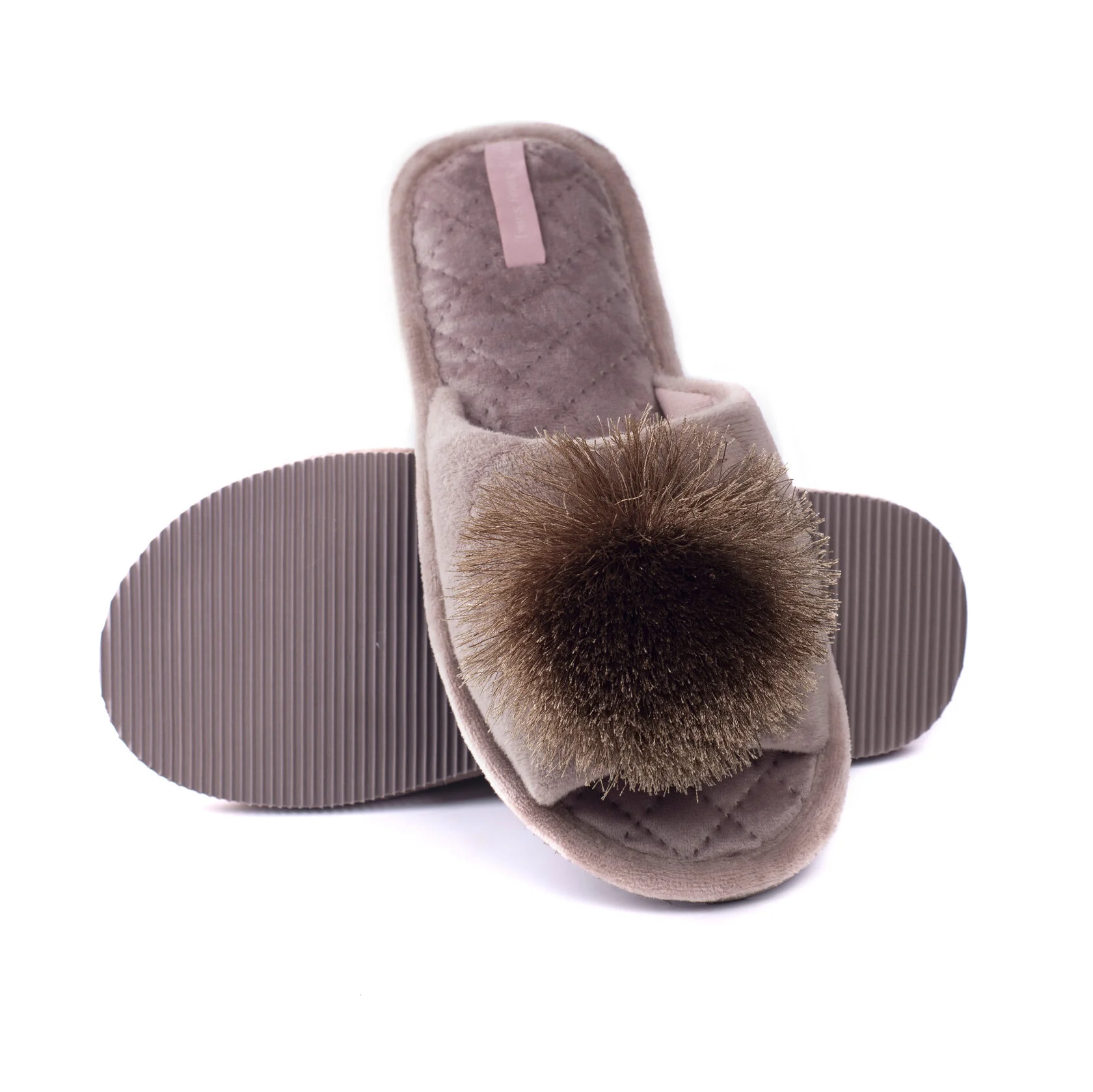 Капці домашні жіночі HS-VL Помпон бежеві