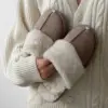 Капці домашні жіночі HS-LUX замшевi з хутряним виворотом мокко