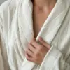 Халат махра молочний у смужку