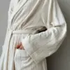 Халат махра молочний у смужку