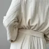 Халат махра молочний у смужку