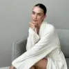 Халат махра молочний у смужку