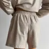 Комплект махра крапка шорти + лонгслів бежевий