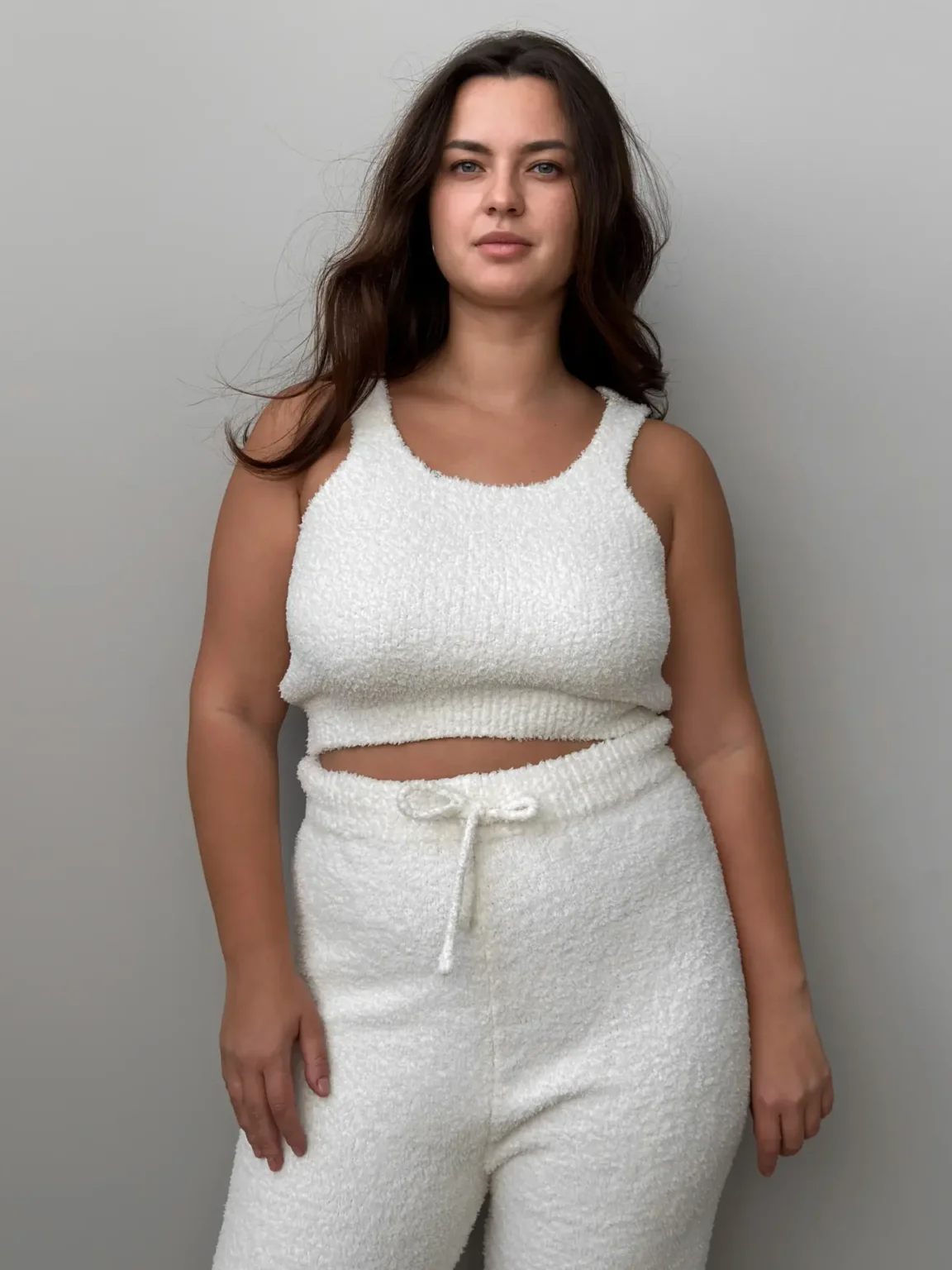 Soft штани вʼязані пухнасті молочні
