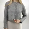 Soft кардиган вкорочений ажурний сірий