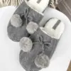 Капці домашні жіночі з помпонами сірі