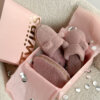 Подарунковий набір TEDDY pink (косметичка, капці, пакування рожеве)