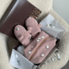 Подарунковий набір TEDDY pink (косметичка, капці, пакування коричневе)