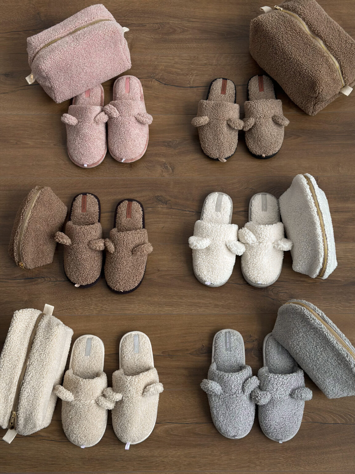 Подарунковий набір TEDDY grey (косметичка, капці, пакування коричневе)