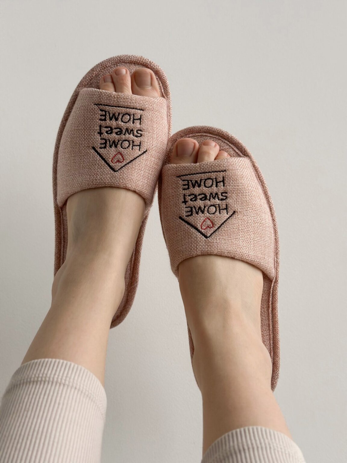 Капці домашні жіночі HS-VL з вишивкою рогожка Peach