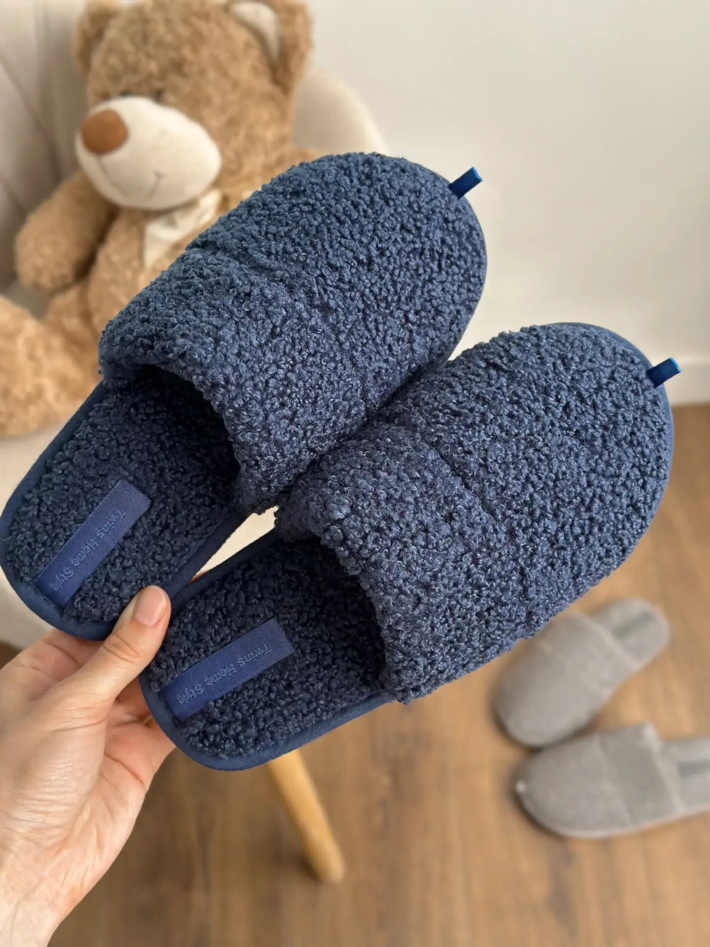 Капці домашні дитячі HS хутрянi TEDDI blue (без вух)
