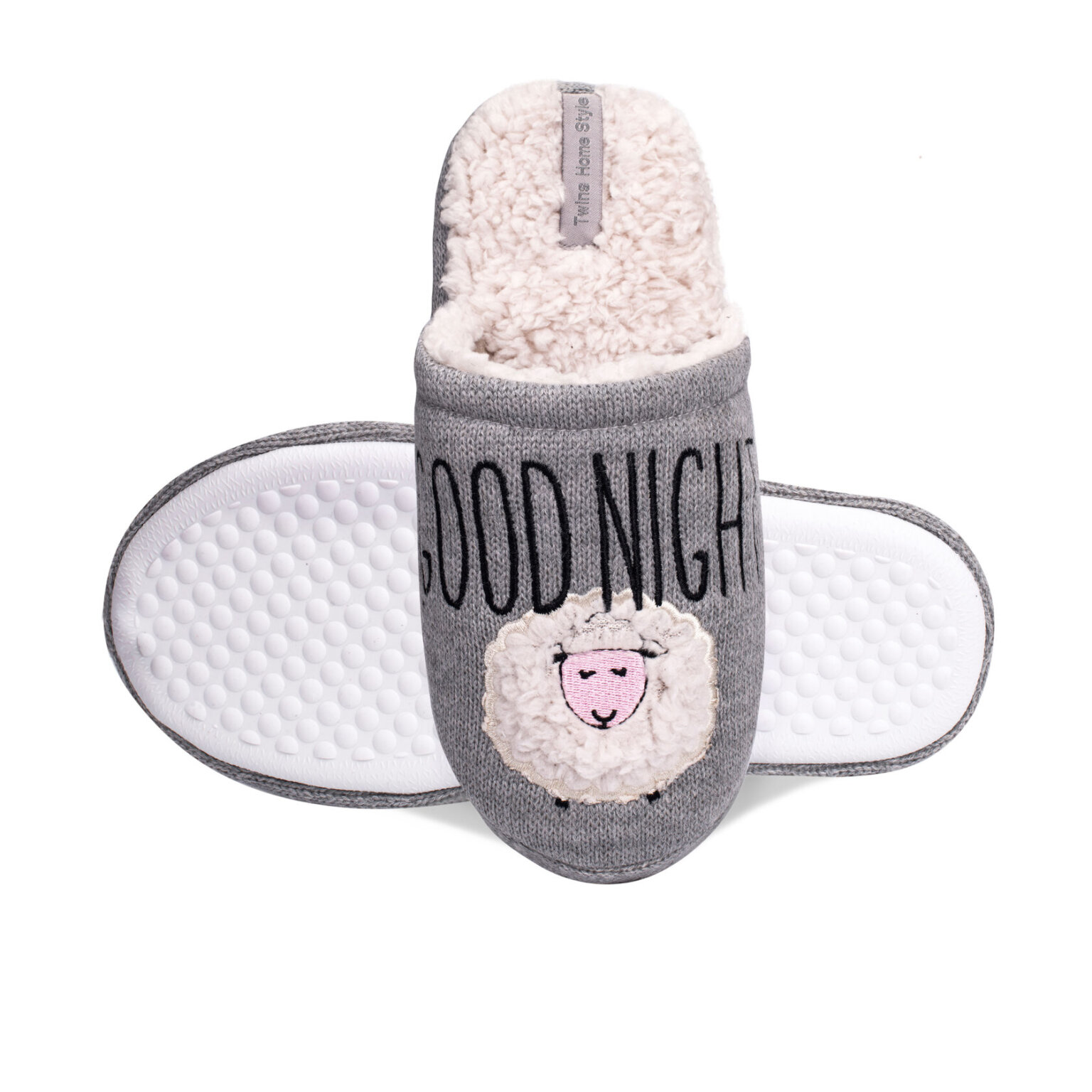 Капці домашні жіночі з вишивкою "GOOD NIGHT" сірі