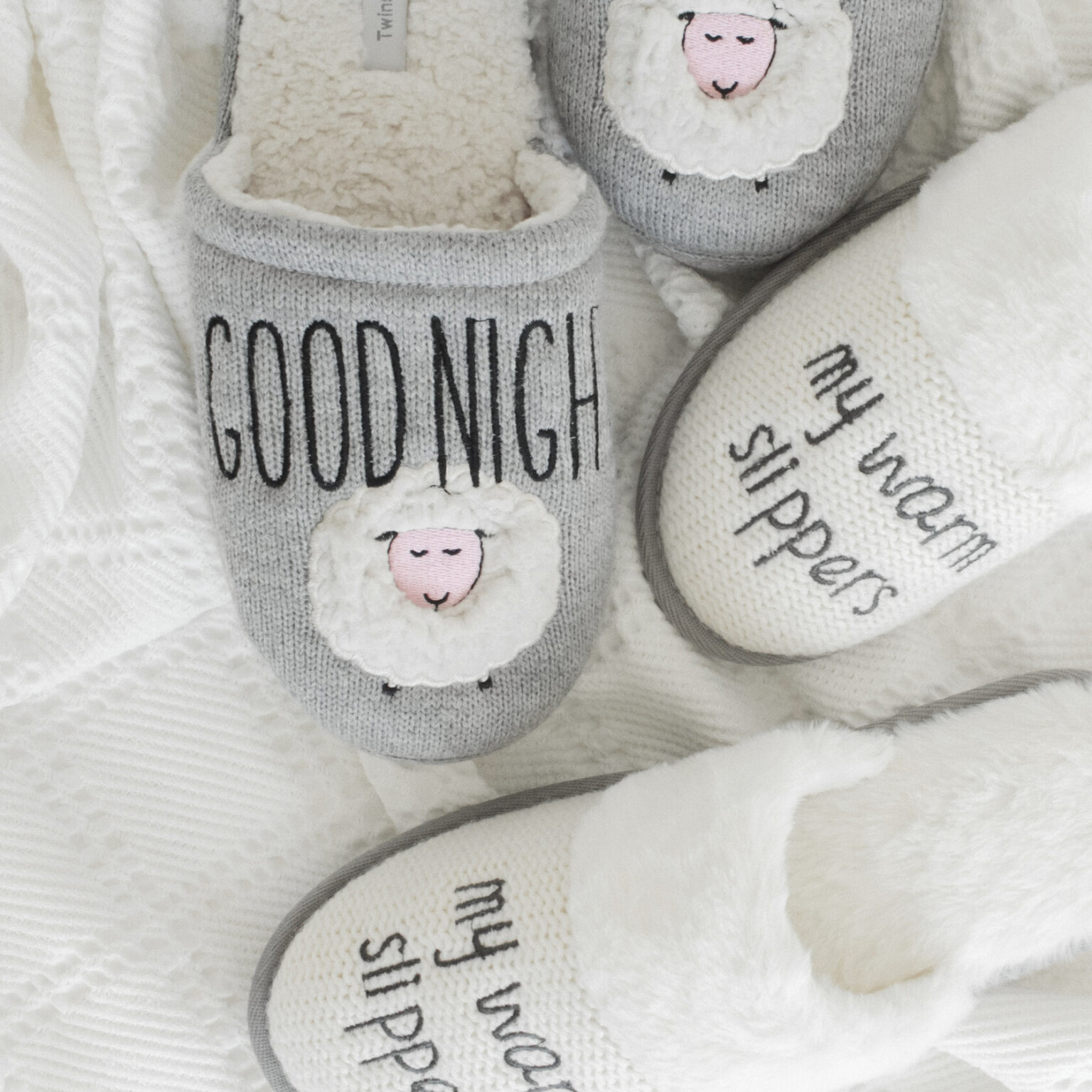 Капці домашні жіночі з вишивкою "GOOD NIGHT" сірі