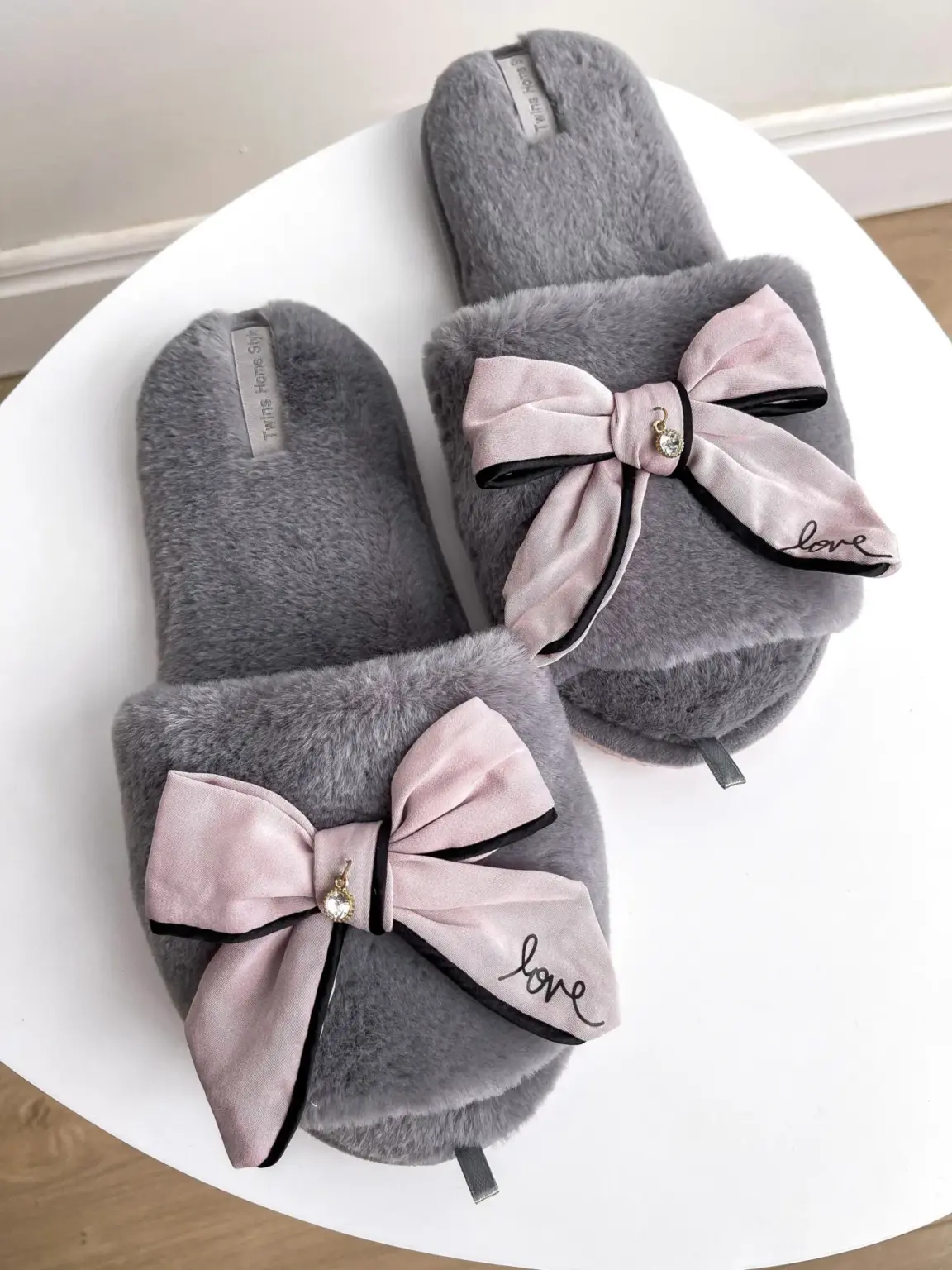 Капці домашні жіночі HS-LUX хутрянi бант PINK(=)