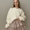 Спідниця рюш поплін бежева