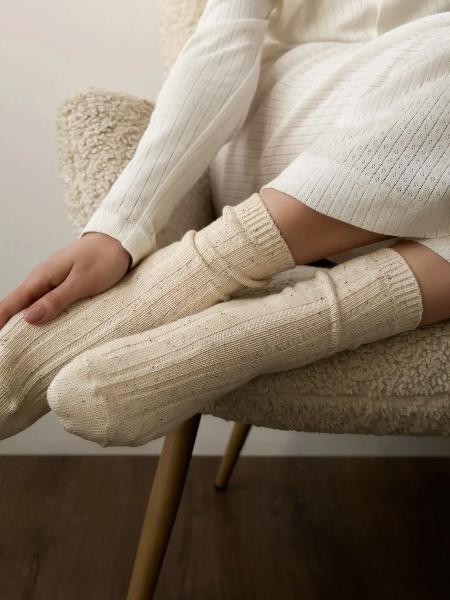 Шкарпетки меланж небілені бавовна широкий рубчик