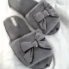 Капці домашні жіночі HS-LUX хутрянi бант GRAY (=)
