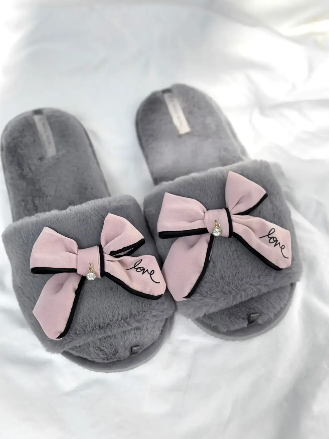 Капці домашні жіночі HS-LUX хутрянi бант PINK(=)
