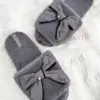 Капці домашні жіночі HS-LUX хутрянi бант GRAY (=)