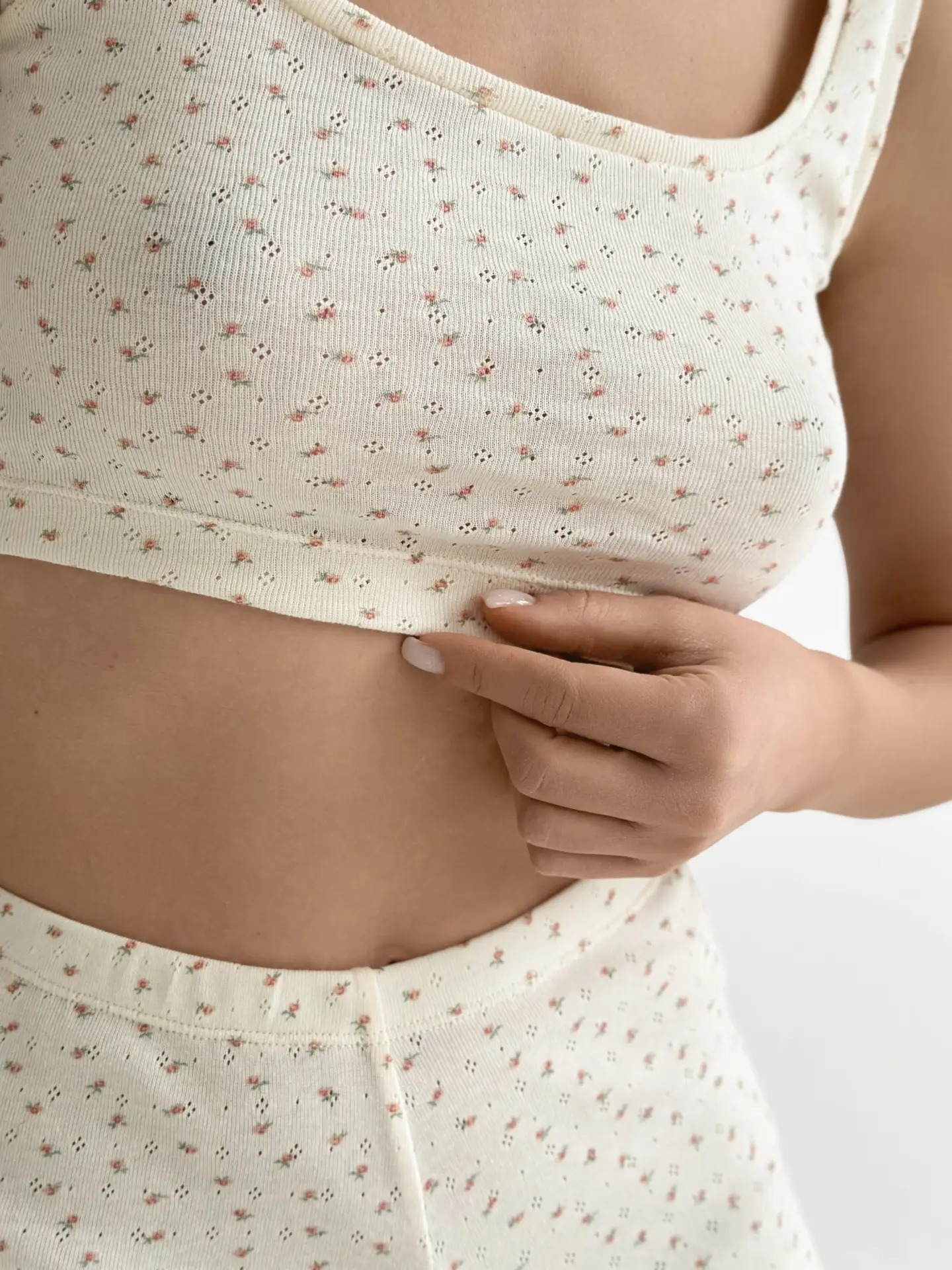 Рібана топ міні молочний у троянду