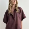 Льон сорочка Поло коричнева