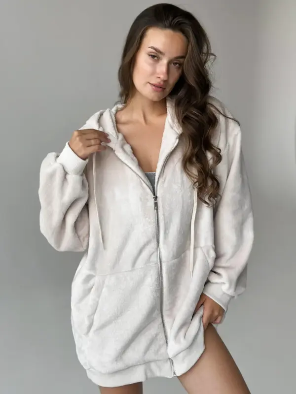 TEDDY Кофта на блискавці двосторонній фліс бежевий onesize