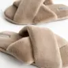 Капці домашні жіночі HS-LUX хутрянi перехрест latte (X)