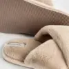 Капці домашні жіночі HS-LUX хутрянi перехрест latte (X)