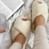 Капці домашні жіночі HS-LUX хутрянi перехрест milk (X)