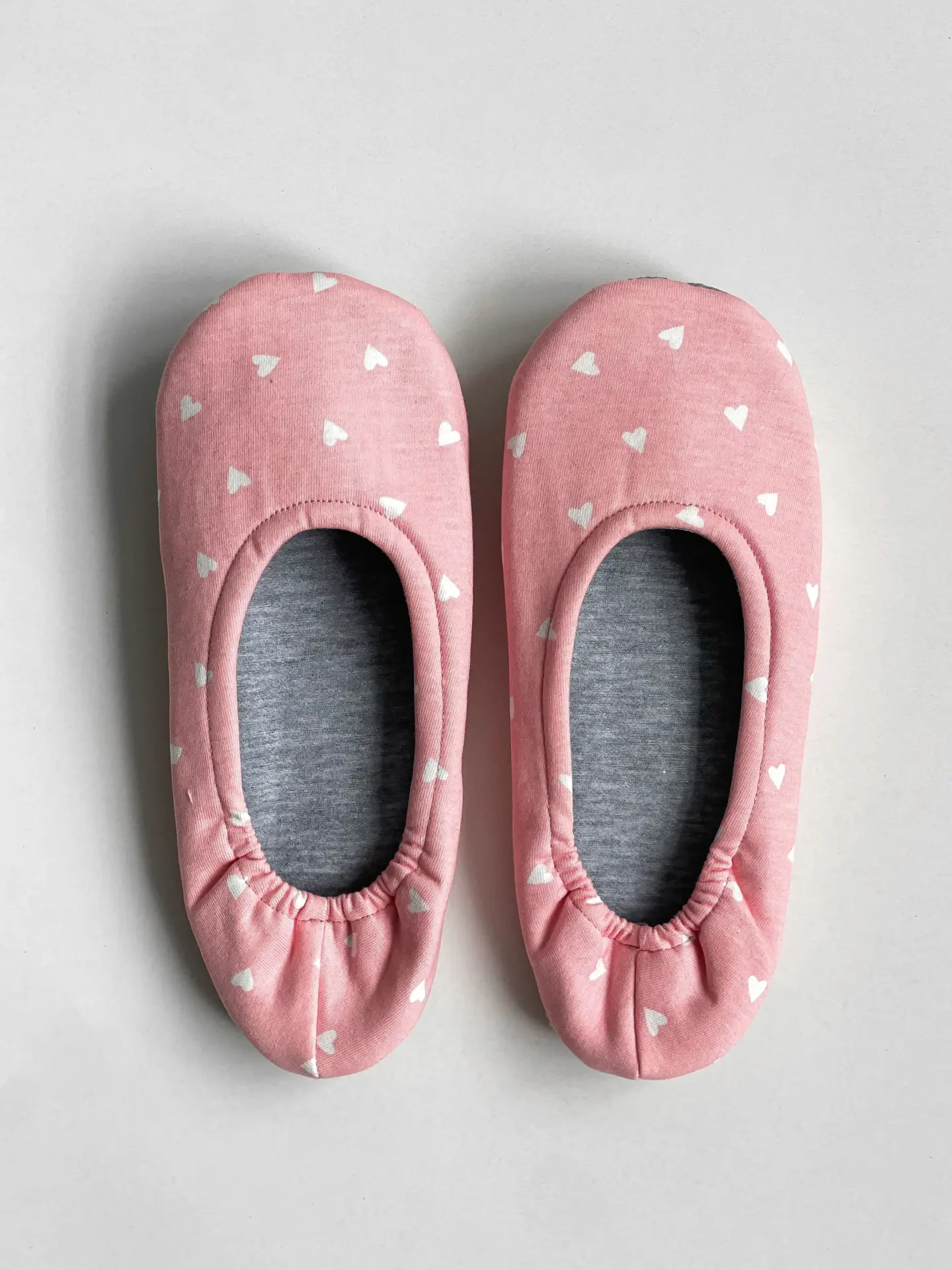 Капці домашні чешки жіночі трикотажні сердечка пудрові