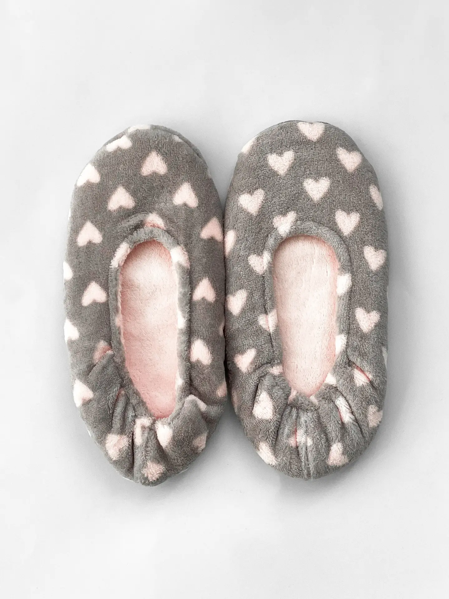 Капці домашні чешки жіночі фліс сердечка сірі