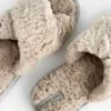 Капці домашні жіночі HS хутрянi перехрест beige (X)