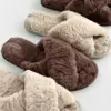 Капці домашні жіночі HS хутрянi перехрест beige (X)