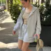 Бавовна Кофта з капюшоном на блискавці трикотаж 3-х.нитка сіра