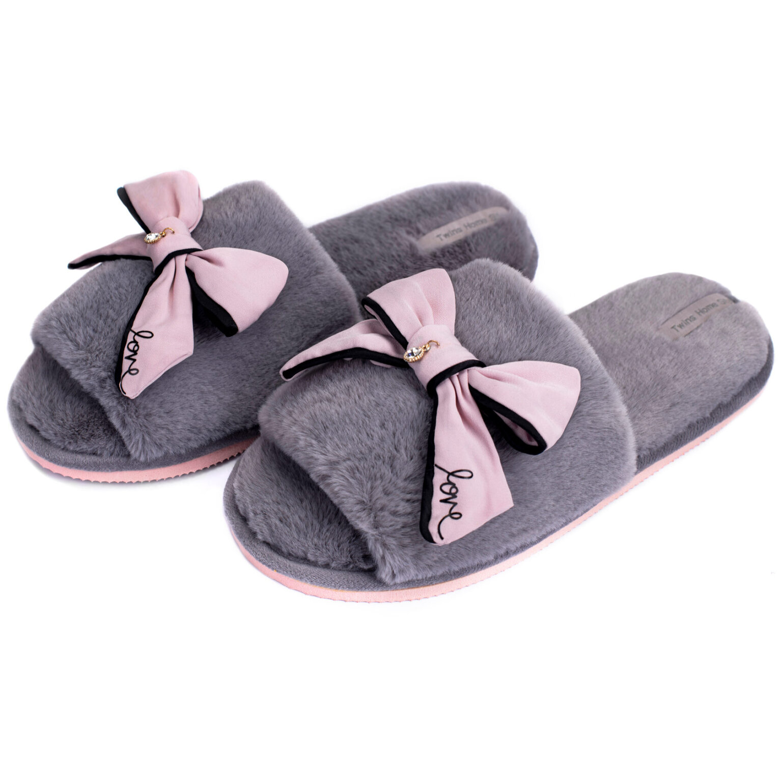 Капці домашні жіночі HS-LUX хутрянi бант PINK(=)
