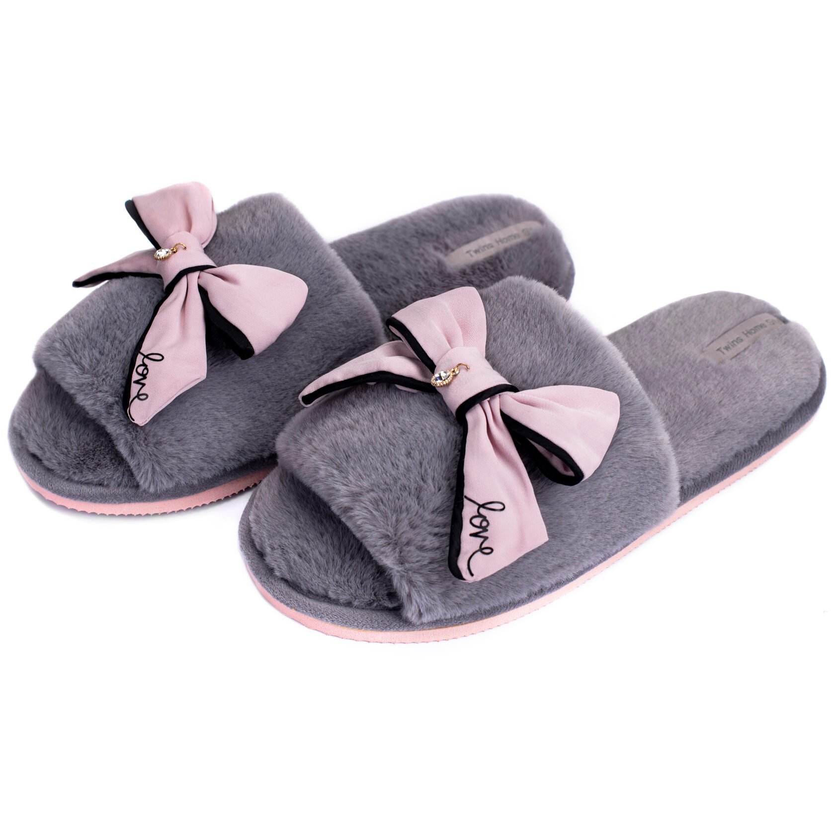 Капці домашні жіночі HS-LUX хутрянi бант PINK(=)