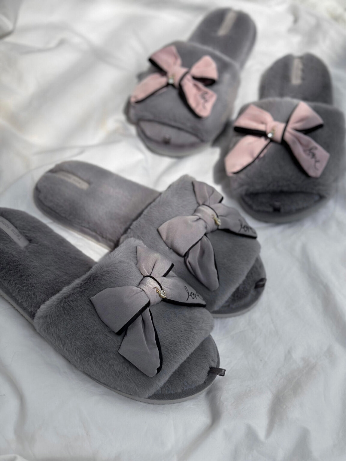 Капці домашні жіночі HS-LUX хутрянi бант PINK(=)