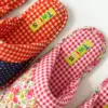 Капці домашні жіночі трикотажні закриті 10мм квітка з виворотом у клітинку