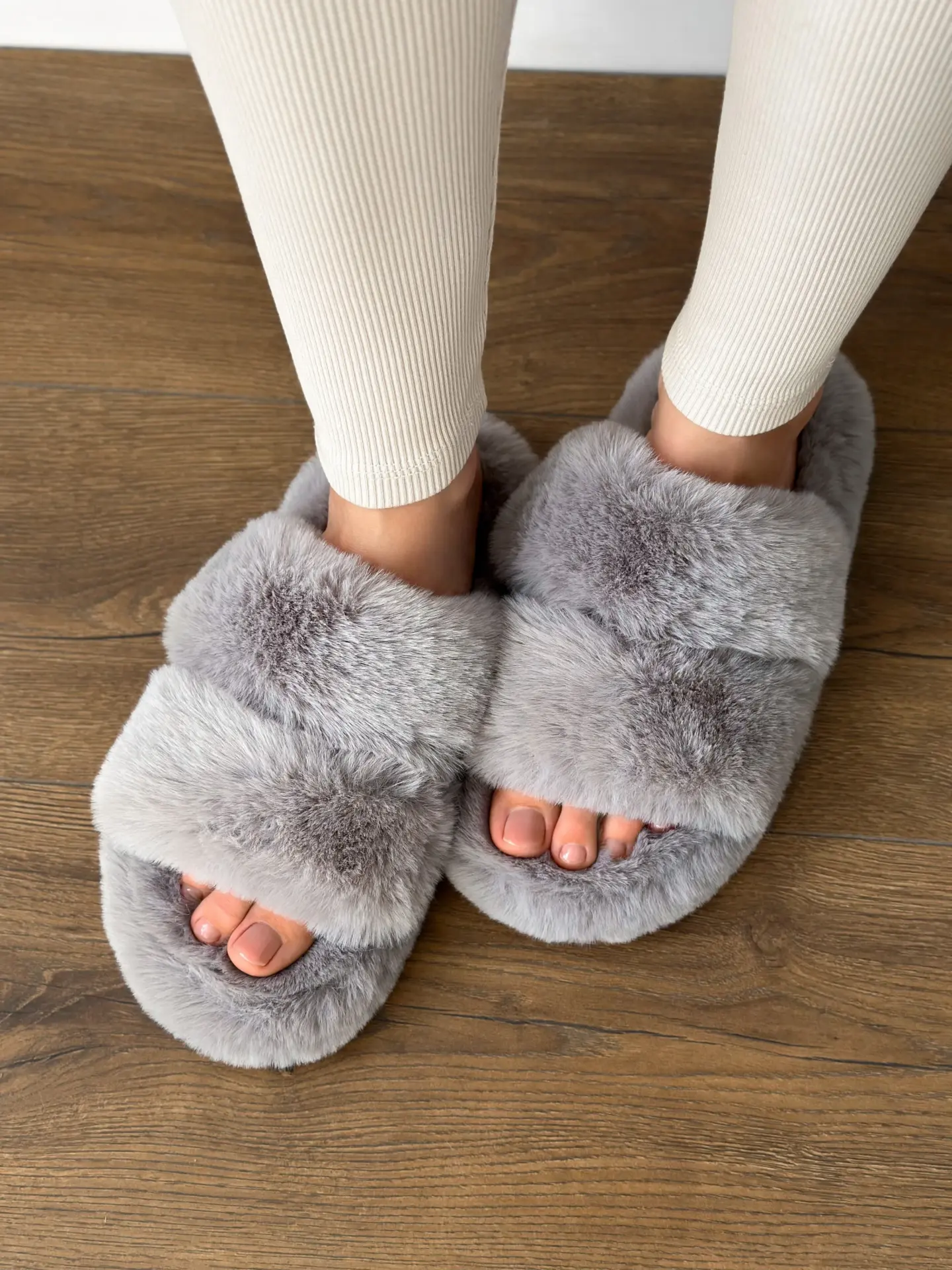 Капці жіночі # хутро сірі =