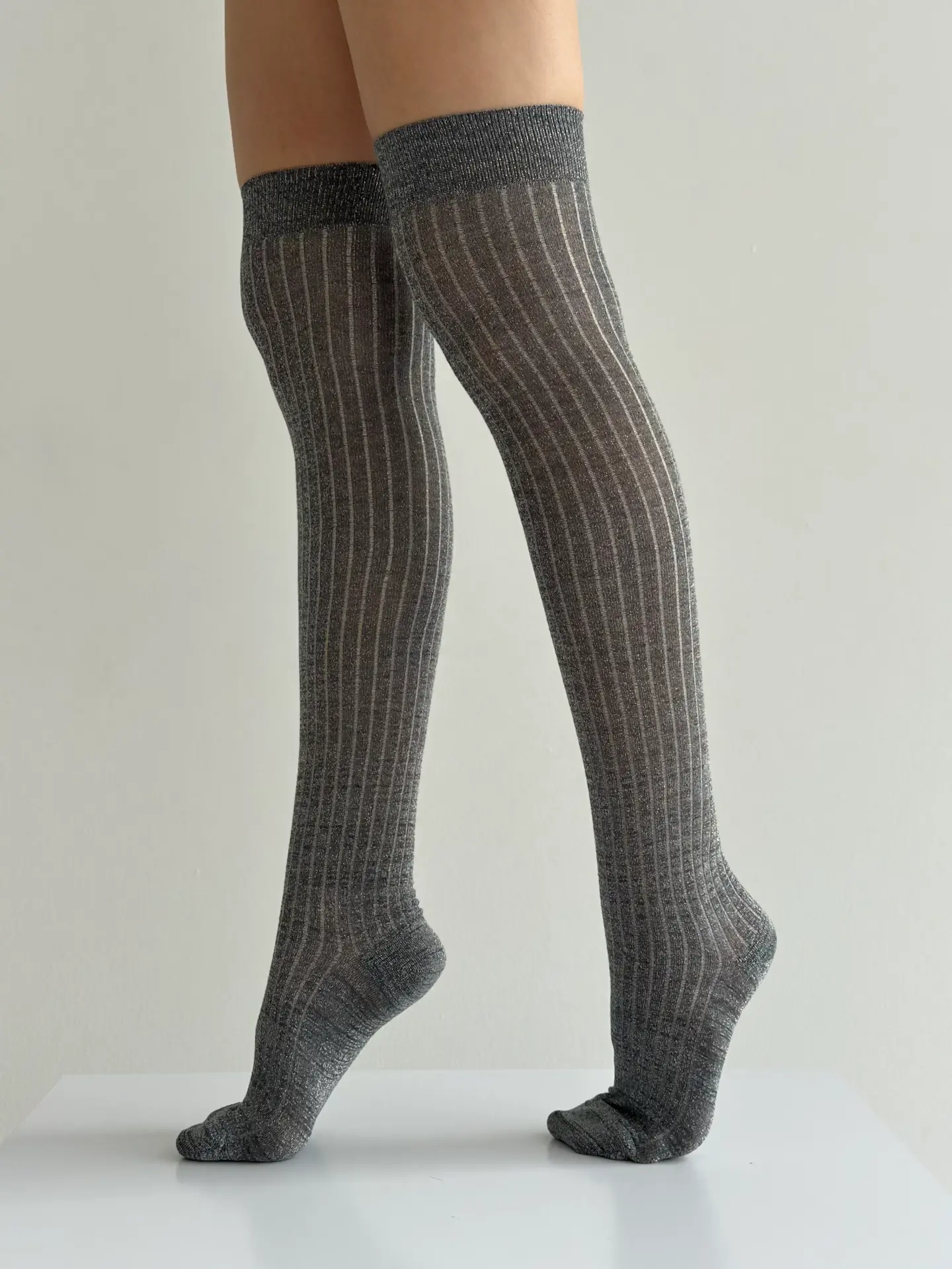 Гетри високі люрексові сірі