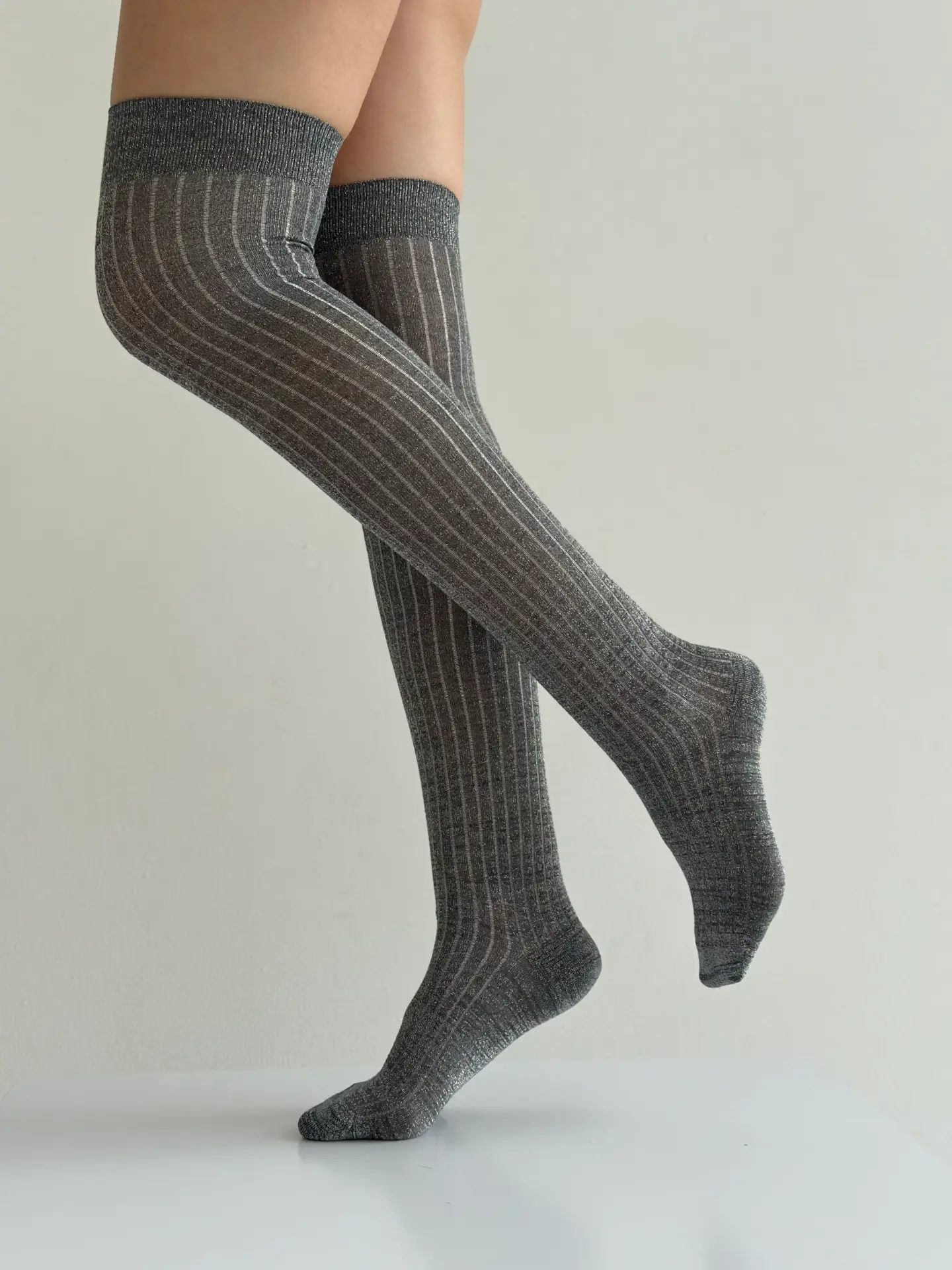 Гетри високі люрексові сірі