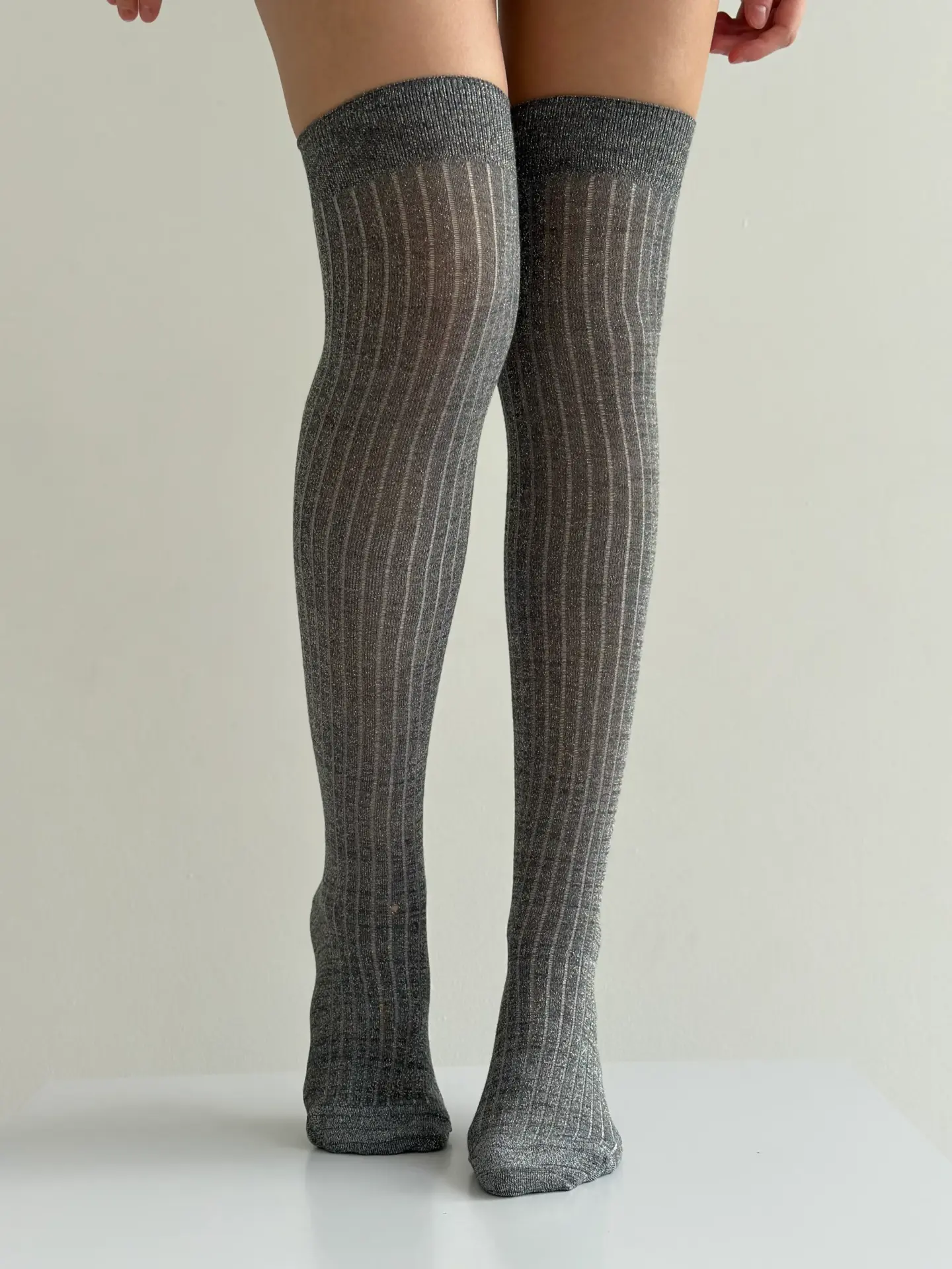 Гетри високі люрексові сірі