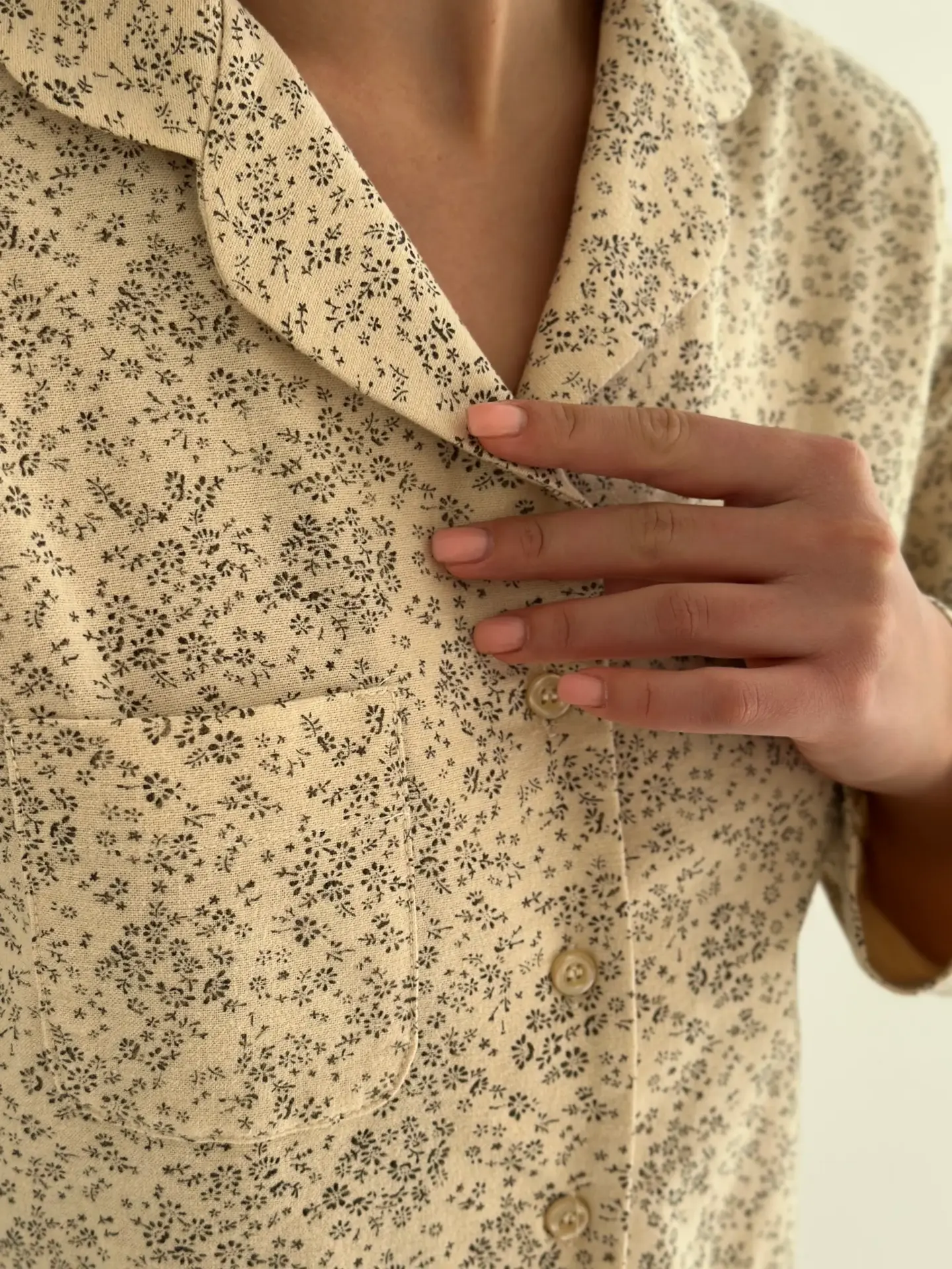 Фланель піжамний комплект "Листя" на айворі